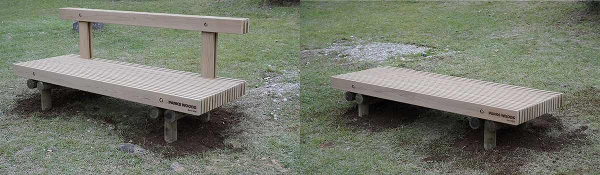 納品したPARKSWOODSベンチ