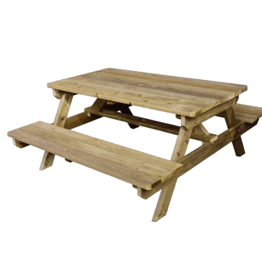 自分で組み立てられる高耐久の屋外用木製テーブルベンチ