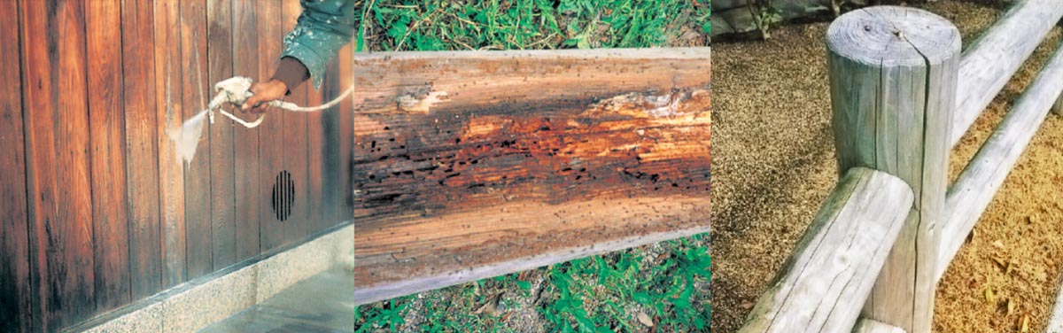 撥水性が高く汚れ、腐れ、割れを防ぐ木材保護塗料